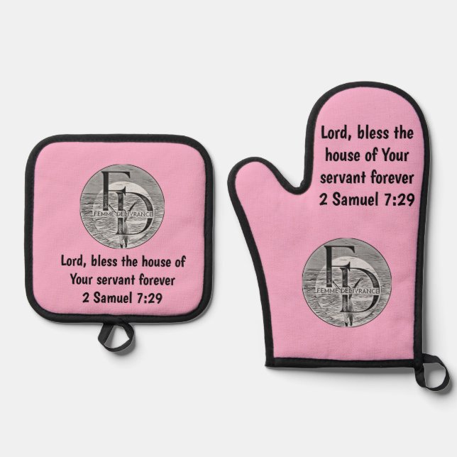 Femme Delivrance  Ofenhandschuh & Topflappen-Set (Vorderseite)