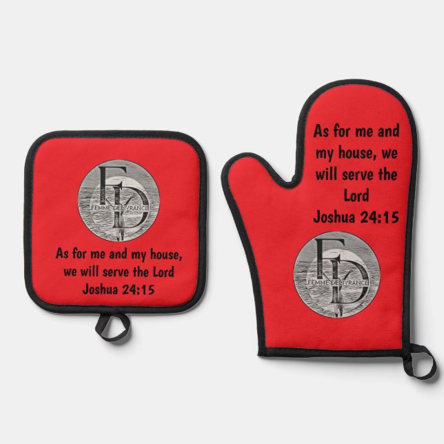 Femme Delivrance  Ofenhandschuh & Topflappen-Set (Vorderseite)