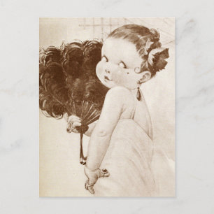 Femme Fatale mit ägyptischem Federfächer Postkarte