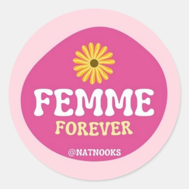 Femme Forever Lesbian Sticker Pink Blume (Vorderseite)
