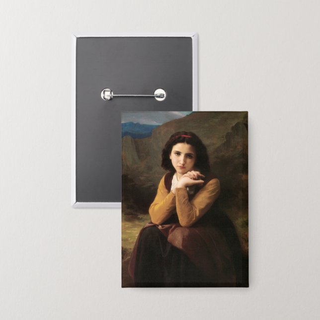 Femme Mignonne von Bouguereau oder Junge Frau Button (Vorderseite/Rückseite)
