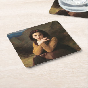 Femme Mignonne von Bouguereau oder Junge Frau Rechteckiger Pappuntersetzer