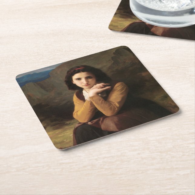 Femme Mignonne von Bouguereau oder Junge Frau Rechteckiger Pappuntersetzer (angewinkelt)