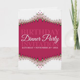 Femme Red White Vintag Lace Birthday Dinner Party Einladung