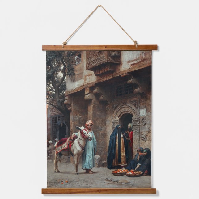 Femmes Arabes Devant Une Porte Wandteppich Mit Holzrahmen (Vorderseite)