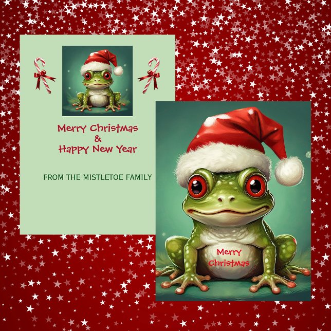 Fen-Dweller | Niedlich Tree Frog Weihnachten (Father Christmas Santa hat frog Holiday Card)