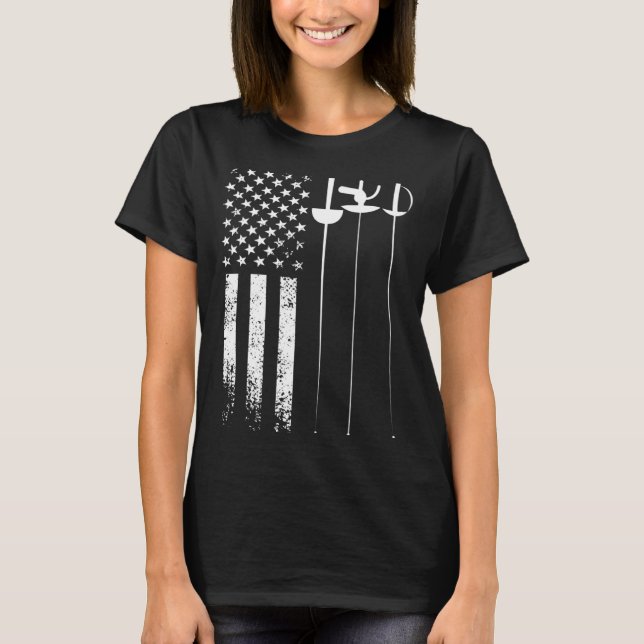 Fencer American Flag Fencing Fencer 1 T-Shirt (Vorderseite)