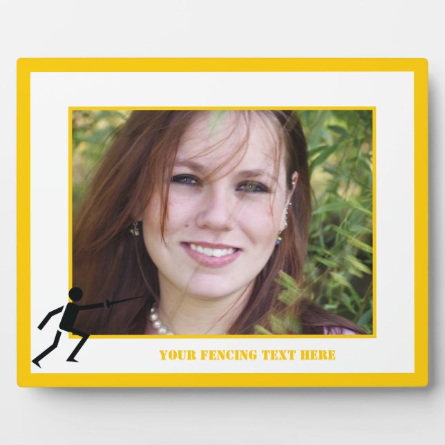 Fencer-Silhouette mit Schwert-Feing-Brauch Fotoplatte (Vorderseite)