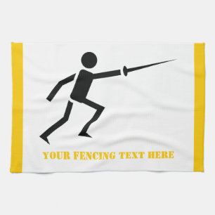 Fencer-Silhouette mit Schwert-Feing-Brauch Geschirrtuch