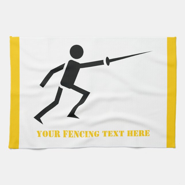 Fencer-Silhouette mit Schwert-Feing-Brauch Geschirrtuch (Horizontal)