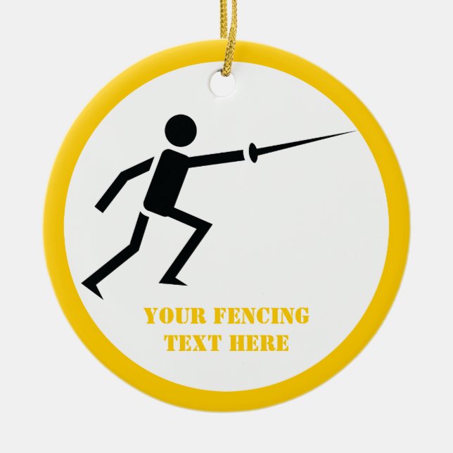 Fencer-Silhouette mit Schwert-Feing-Brauch Keramik Ornament (Vorne)