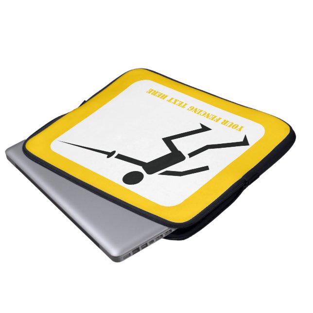 Fencer-Silhouette mit Schwert-Feing-Brauch Laptopschutzhülle (Vorne Knopf)