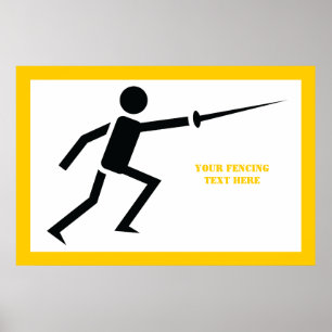 Fencer-Silhouette mit Schwert-Feing-Brauch Poster