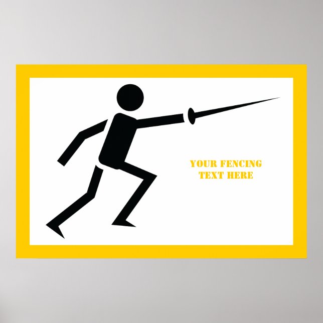 Fencer-Silhouette mit Schwert-Feing-Brauch Poster (Vorne)