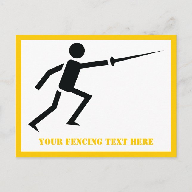 Fencer-Silhouette mit Schwert-Feing-Brauch Postkarte (Vorderseite)