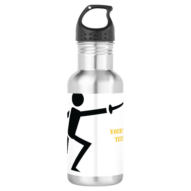 Fencer-Silhouette mit Schwert-Feing-Brauch Trinkflasche (Vorderseite)