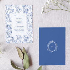 Fench Blue Chinoiserie Toile Hochzeitsunterkunft Begleitkarte