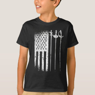 Fencing America Flag Juli 4 Folie pro Säbel T-Shirt