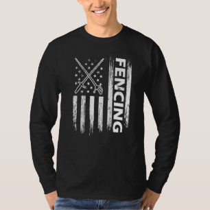 Fencing American Flag Fencer Saber Rapier Duel T-Shirt