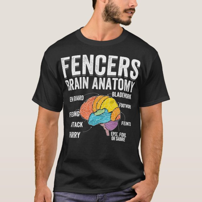 Fencing Brain Anatomy - Funny Fencer Slogan Pun Gi T-Shirt (Vorderseite)