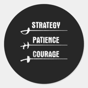 Fencing Design Strategy Patient Courage Fencer Runder Aufkleber