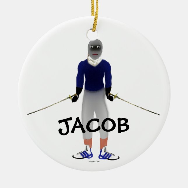 Fencing Duel Cartoon Keramik Ornament (Vorne)