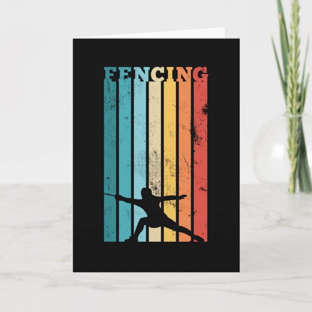 Fencing Gift für Fencer Saber Rapier Retro Schwert Karte (Vorderseite)