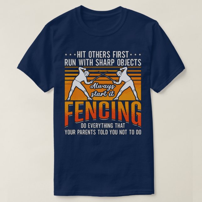 Fencing Hit Andere Erste Retro Epeze Fencer T-Shirt (Design vorne)