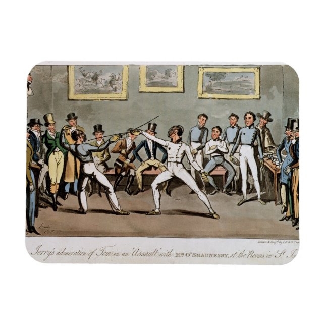 Fencing: Jerry bewundert Tom in einem 'Angriff' Magnet (Horizontal)