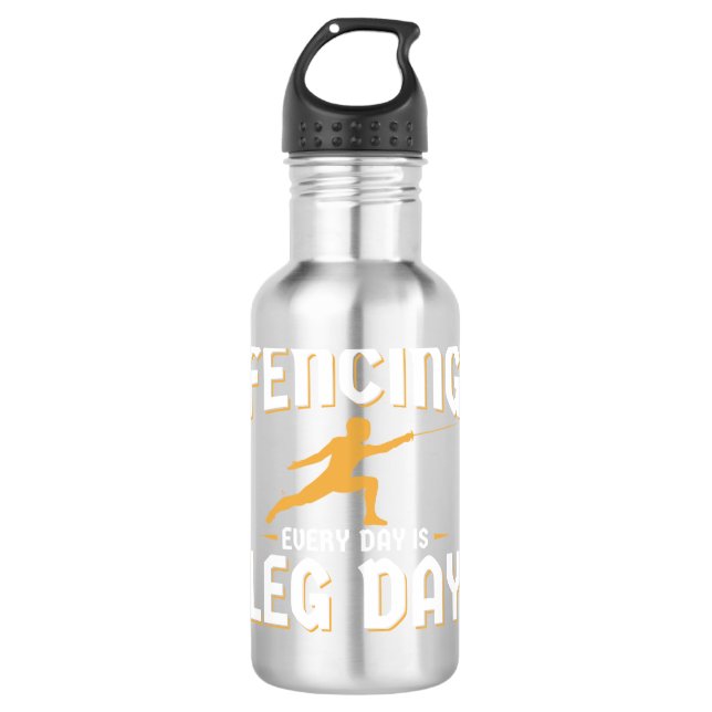 Fencing Leg Day Funny Fencer Team Coach Edelstahlflasche (Vorderseite)