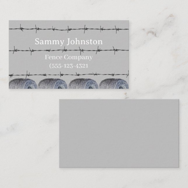 Fencing mit Barb Wire darauf Visitenkarte (Vorne/Hinten)