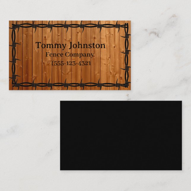 Fencing mit Barb Wire darauf Visitenkarte (Vorne/Hinten)