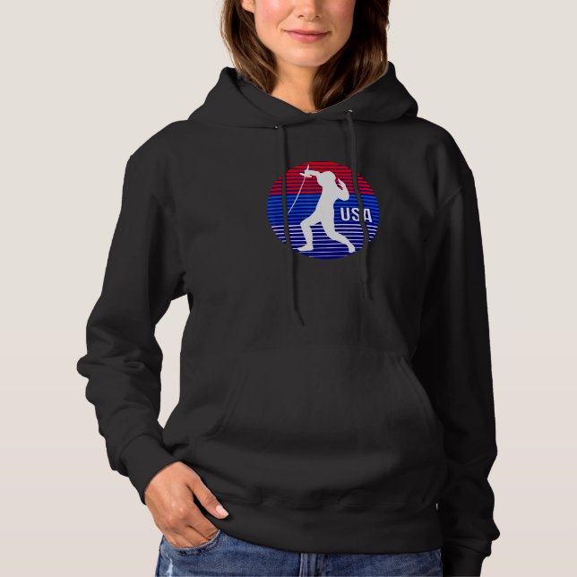 Fencing Retro Sunset Usa Fencer Hoodie (Vorderseite)