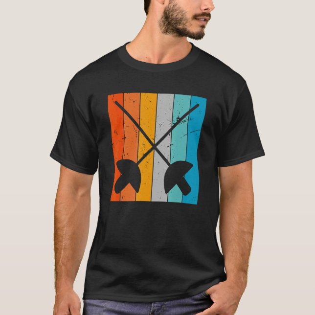 Fencing Sabers Retro Vintag T-Shirt (Vorderseite)