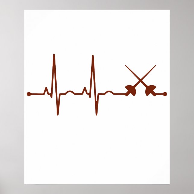 Fencing Sabre Shirt - Saber Style Fencing Heartbea Poster (Vorne)