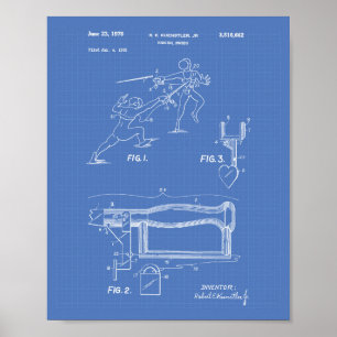 Fencing Schwerter 1970 Patent Art Blueprint Poster
