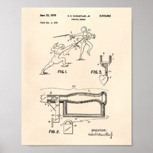 Fencing Schwerter 1970 Patent Art Old Peper Poster