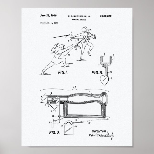 Fencing Schwerter 1970 Weißbuch über Patentkunst Poster (Vorne)