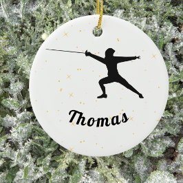 Fencing Silhouette Fencer Fence Sword & Individuel Keramik Ornament