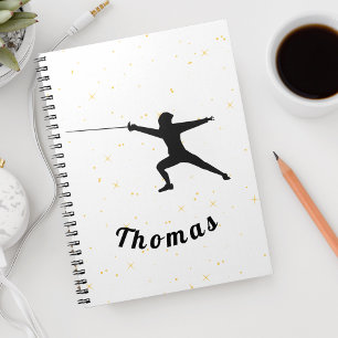 Fencing Silhouette Fencer Fence Sword & Individuel Notizblock