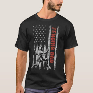 Fencing Vater American Flag Vatertag 4. Juli T-Shirt