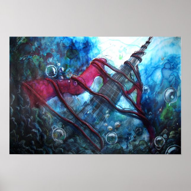 Fender Straight Watercolor Poster (Vorne)