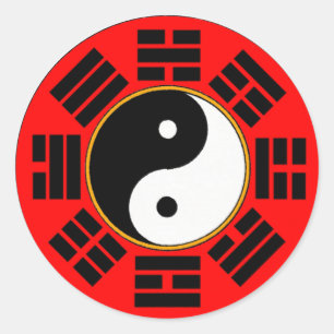 Feng Shui Bagua Trigram Yin Yang Runder Aufkleber