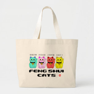 Feng shui cats-Beckoning cats Jumbo Stoffbeutel