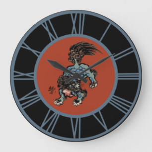 Feng Shui Chinese Shi Löwe Blaue Zahlen Große Wanduhr