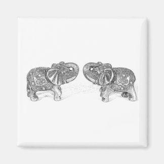 Feng Shui Double Elephant - B&W Magnet