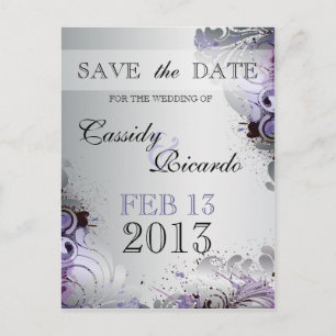 Feng Shui Schnörkel von Lila und silbernen Tönen Ankündigungspostkarte