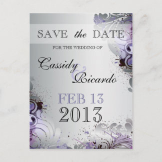 Feng Shui Schnörkel von Lila und silbernen Tönen Ankündigungspostkarte