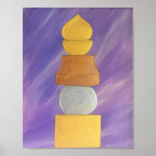 Feng Shui Tri-farbene Pagoda 5 Element Poster