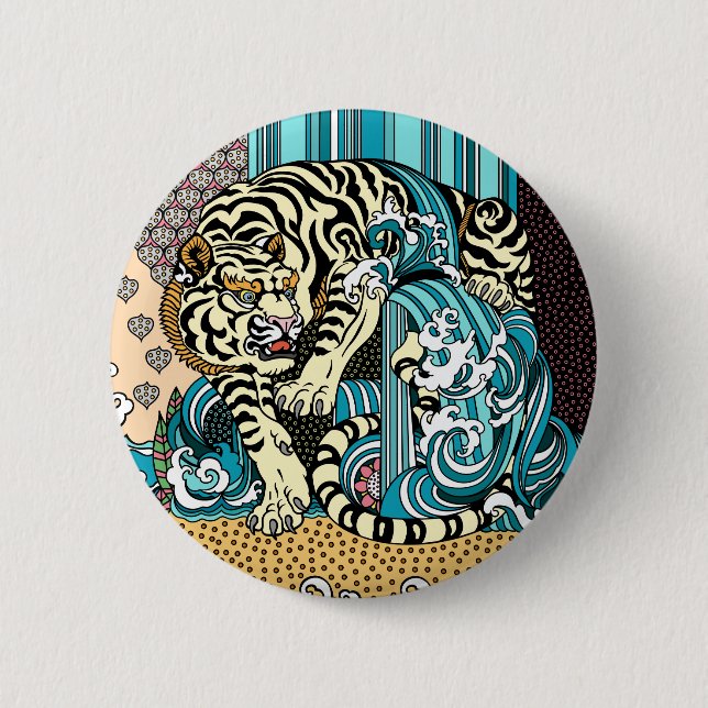 Feng Shui White Tiger Button (Vorderseite)
